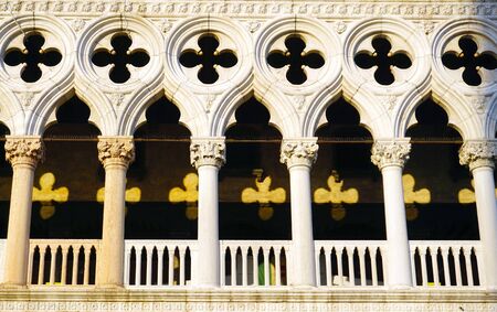 San Macro windows and ornaments architecture in Venice, Italyの写真素材