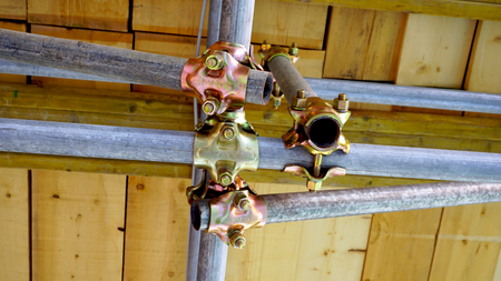 metal pipe joint for construction site in Venice, italyの写真素材
