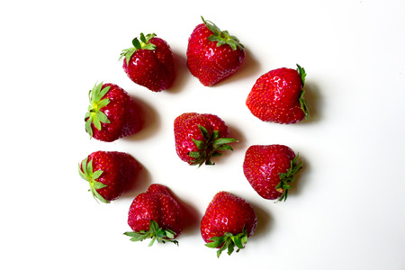Fresh Strawberry isolated on white background circularの写真素材