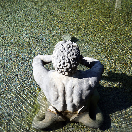 Sculpture in the water in Hellbrunn palace garden in Salzburg, Austriaの写真素材