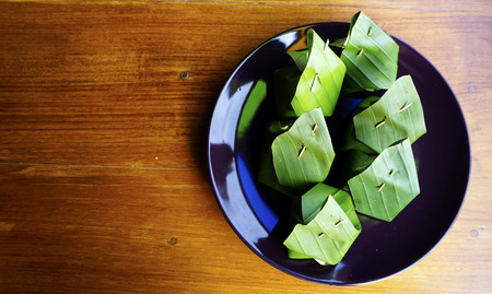 sweet dessert sticky rice thai custard , Thailandの写真素材
