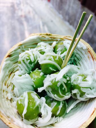 Thai sweet dessert coconut ballの写真素材