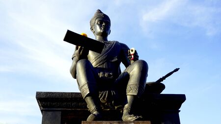 king of sukhothai sculpture front view in Historical parkの写真素材