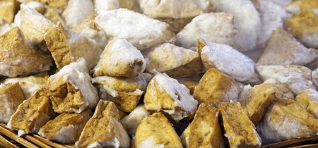 boiled pork ball with tofu triangle shape for noodle in Taipei, taiwanの写真素材