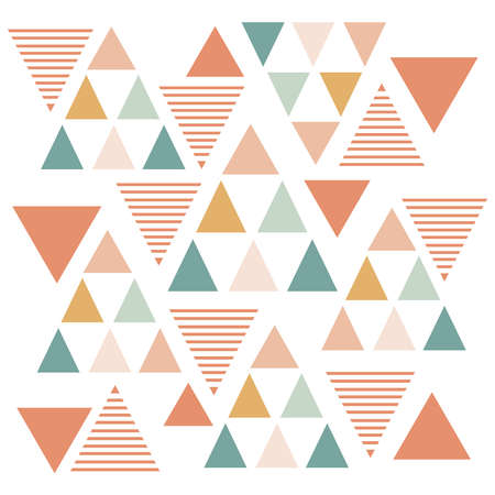 Geometric Triangle vector surface pattern color variation and different size background pastel chic color mix with linear line. Graphic for fabric, wallpaper, printingのイラスト素材