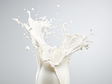 milk splash or white liquid splash isolated on white background with copyspace. Generated AIの素材