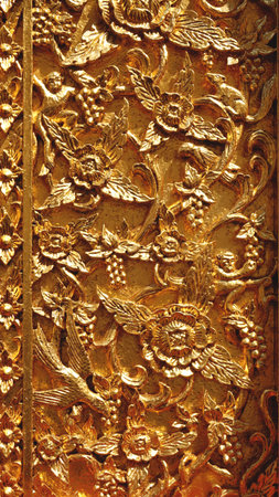 A beautiful golden door at Wat Phra That Chae Haeng-Nan the north Nan Province, Thailand
