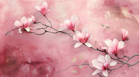 Natural texture of beautiful Pastel pink Magnolia flower. Closeup Botanical Natural background with copy space  AI-Generatedの素材