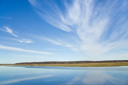 springtime flood on the river oderの写真素材