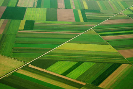 airview of field in Serbiaの写真素材