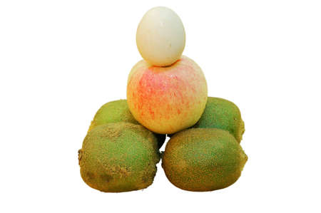 nutrition pyramid comprising apple,chinese gooseberry, and eggの写真素材