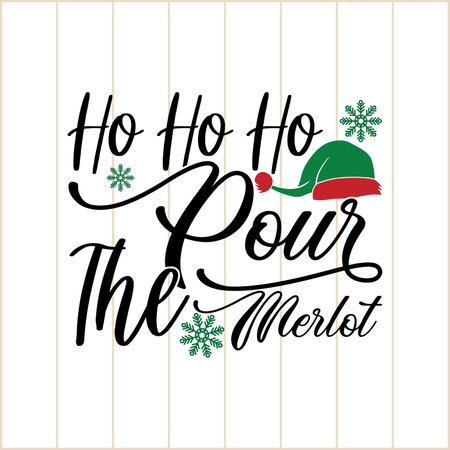 ho ho ho pour the merlot christmas event shirt graphic vector artのイラスト素材