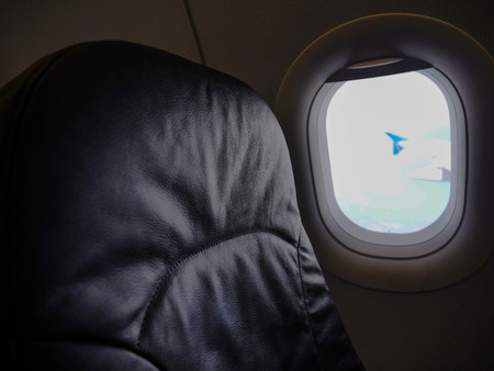 View on the window air plane with the seat avialableの写真素材