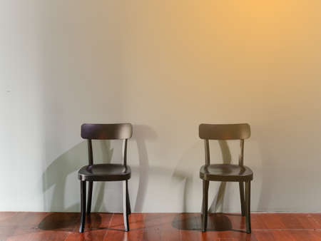 2 chairs set up by keep distancing follow new normal concept