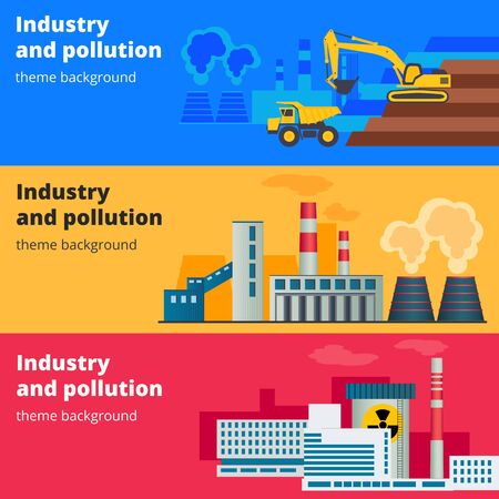 Industry and environmental pollution theme templatesのイラスト素材