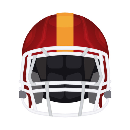 American football helmet icon. Rugby head protection helm with pad, facemask and flex shell. Sport equipment vector illustrationのイラスト素材