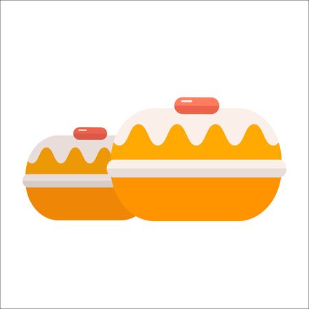 Doughnut or donut vector icon illustration. Fried ring dough nut confectionary in flat design. Bakery product symbol.のイラスト素材