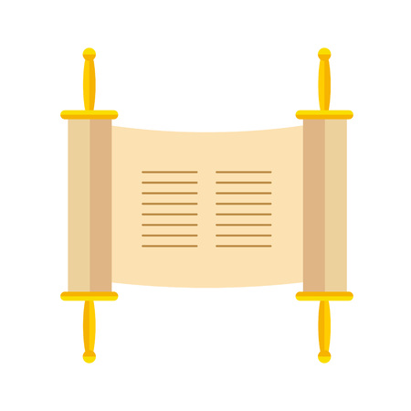 Torah scroll or Pentateuch vector illustration. Holiday of Hanukkah element. Jewish symbol for celebration of Chanukah or Festival of Lights. Feast of Dedication icon or festivity item.のイラスト素材