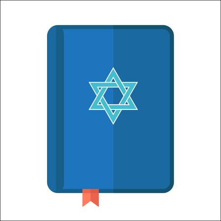 Torah or Pentateuch vector illustration. Holiday of Hanukkah element. Jewish symbol for celebration of Chanukah or Festival of Lights. Feast of Dedication icon or festivity item.のイラスト素材