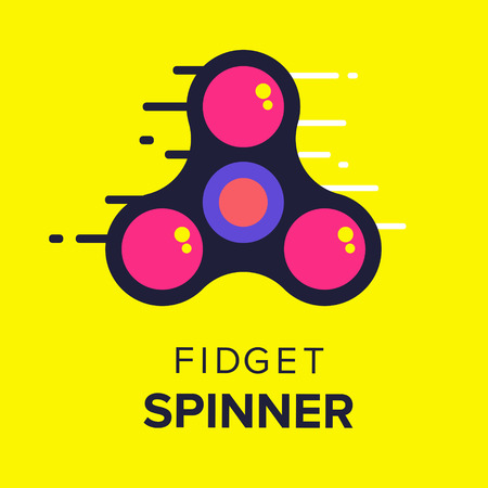 Fidget spinner tow icon in flat vector design. Trendy hipster hand gadget symbol. Anti stress fun game of school kids. Vector illustration.のイラスト素材