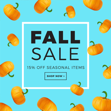 Sale promotion web banner with autumn . Promo fall season discount layout with pumpkin pattern seasonal discount template design.のイラスト素材