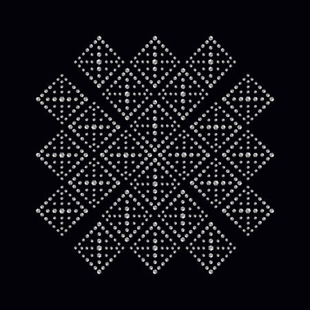 Rhinestone applique print for textile clothes in fashion luxury design. Trendy vector crystal studs embellishment with brilliants for apparel. Jewelry ornament embroidery for t-shirt hotfix transferのイラスト素材