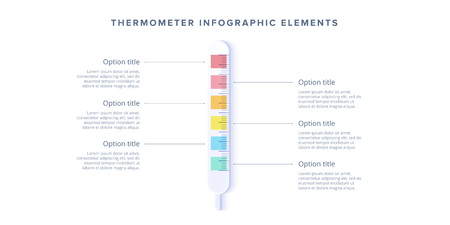 Medical thermometer step chart infographics. Clinical measuring bar graph elements. Temperature diagram presentation slide template. Vector info graphic design.のイラスト素材