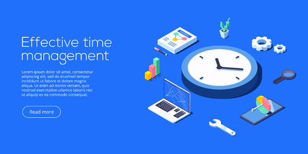 Effective time management isometric vector illustration. Task prioritizing organization for effective  productivity. Job schedule optimization concept.のイラスト素材