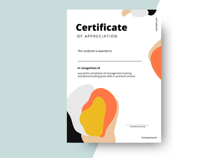 Certificate of appreciation template design. Elegant business diploma layout for training graduation or course completion. Vector background illustration.のイラスト素材