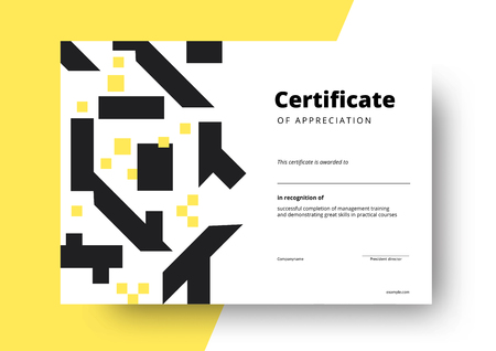 Certificate of appreciation template design. Elegant business diploma layout for training graduation or course completion. Vector background illustration.のイラスト素材