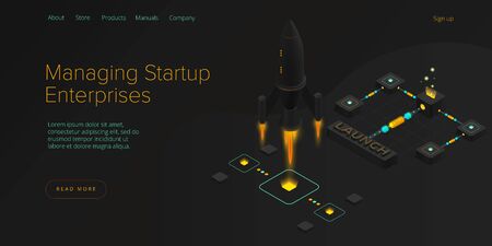 Startup coaching and mentorship concept in isometric vector illustration. Business start up team...