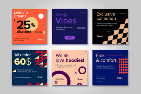 Modern promotion square web banner for social media mobile apps. Elegant sale and discount promo backgrounds with abstract pattern. Email ad newsletter layouts.のイラスト素材