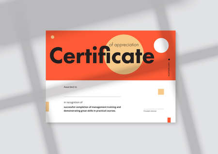 Certificate of appreciation template design. Elegant business diploma layout for training graduation or course completion. Vector background illustration.のイラスト素材