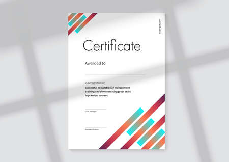Certificate of appreciation template design. Elegant business diploma layout for training graduation or course completion. Vector background illustration.のイラスト素材