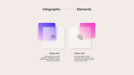 Business 2 step process chart infographic. Square corporate workflow graphic elements. Company flowchart presentation slide. Vector info graphic in isometric design.のイラスト素材