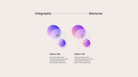 Business 2 step process chart infographic. Circular corporate workflow graphic elements. Company flowchart presentation slide. Vector info graphic in isometric design.のイラスト素材
