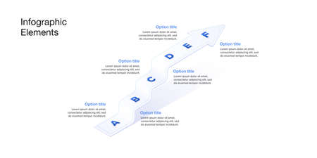 Business process chart infographics with 6 step arrows. corporate workflow graphic elements. Company flowchart presentation slide. Vector info graphic in isometric design.のイラスト素材