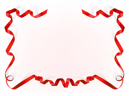 Vector illustration of curled red ribbon for multiple purposes のイラスト素材