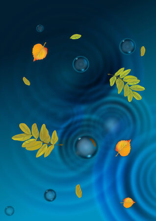 The illustration of autumn puddle with leavesのイラスト素材