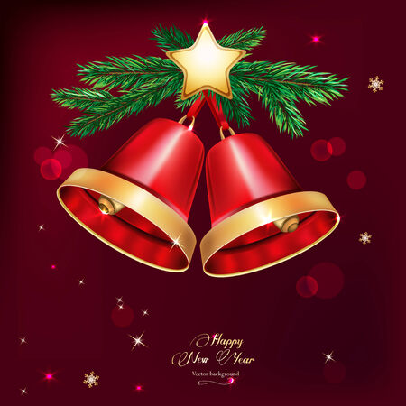 Vector illustration of beautiful red and gold christmas bellsのイラスト素材