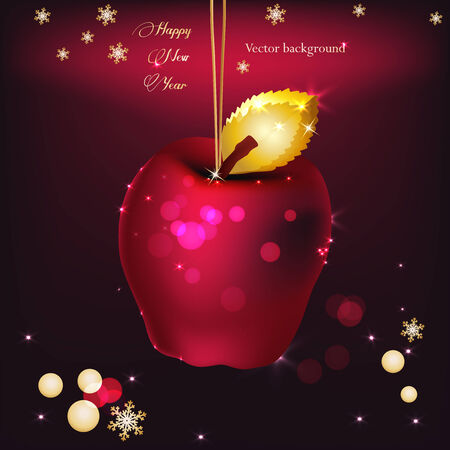 Vector illustration of beautiful red and gold christmas appleのイラスト素材