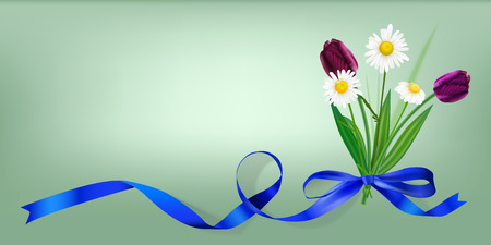 The illustration of camomile and tulip posy. Vector Image.のイラスト素材