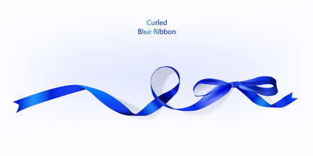 Vector illustration of curled blue ribbon for multiple purposes.のイラスト素材