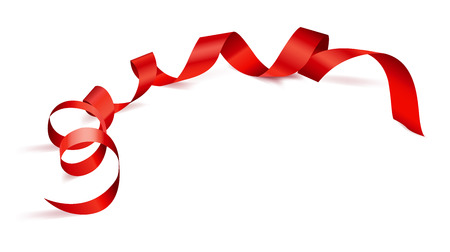 Vector illustration of curled red ribbon for multiple purposes.のイラスト素材