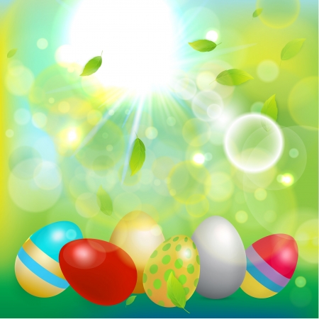 Shiny bright Easter background. Vector illustration for advertising and different purposes.のイラスト素材