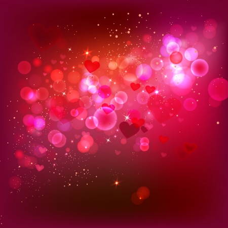 Vector romanticbackground with beautiful lights and heartsのイラスト素材