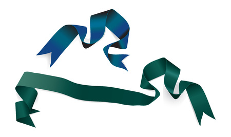Vector illustration of green and dark blue ribbonsのイラスト素材