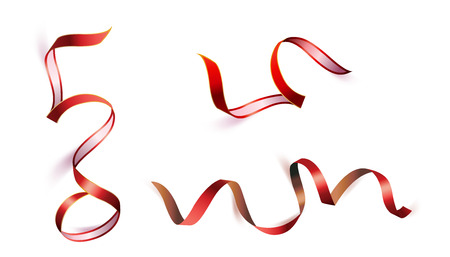 Vector illustration of red ribbon for postcards and awardsのイラスト素材