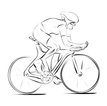Picture of a woman on a fast bike during the raceのイラスト素材