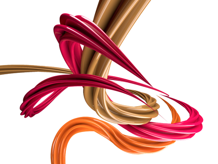 Abstract swirly shapes on black background. 3D renderingの写真素材